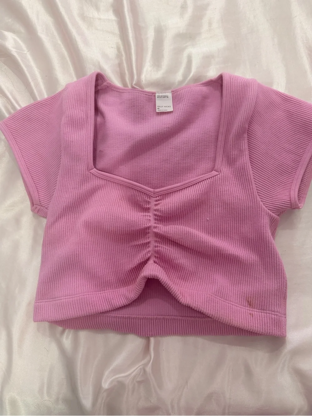 top bundle!! cream tie tube top + pink gilly hicks crop top both fit small